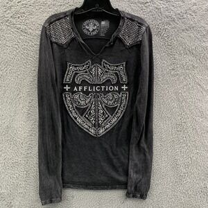 AFFLICTION Shirt Womens Large Top Tee Black